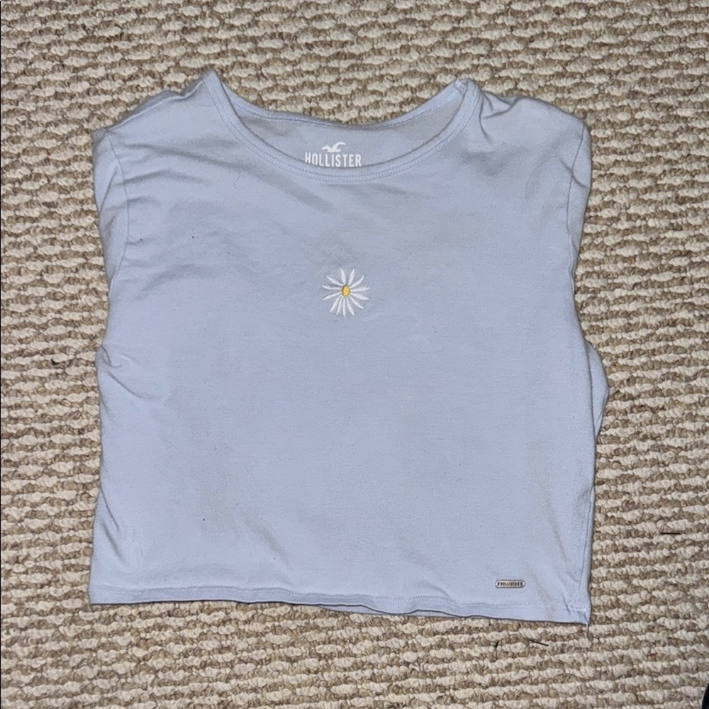 Hollister Light Blue Crop Top with Daisy